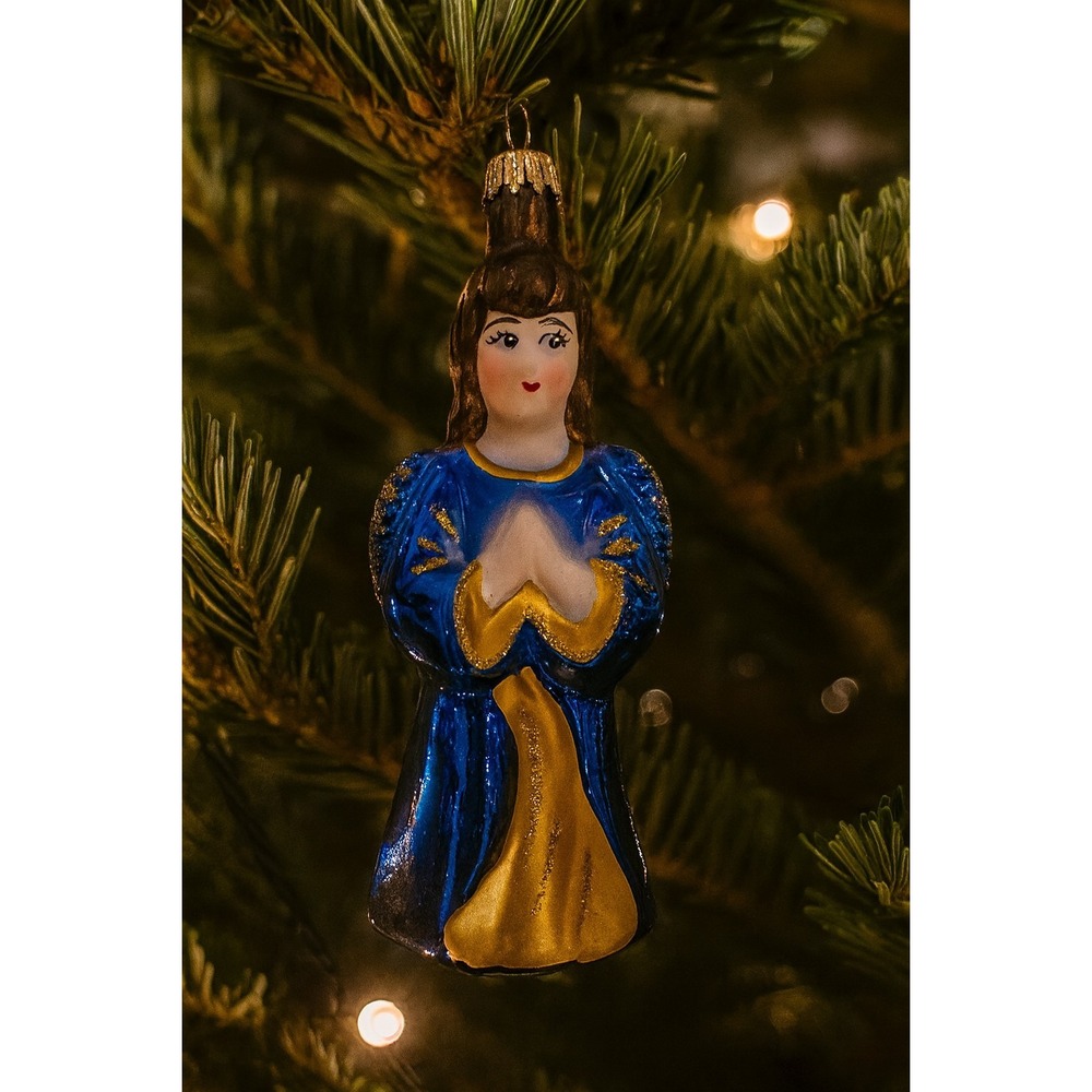 NIB Krebs ANGEL White Gold Christmas Holiday Ornament Glass Germany VTG Inspired